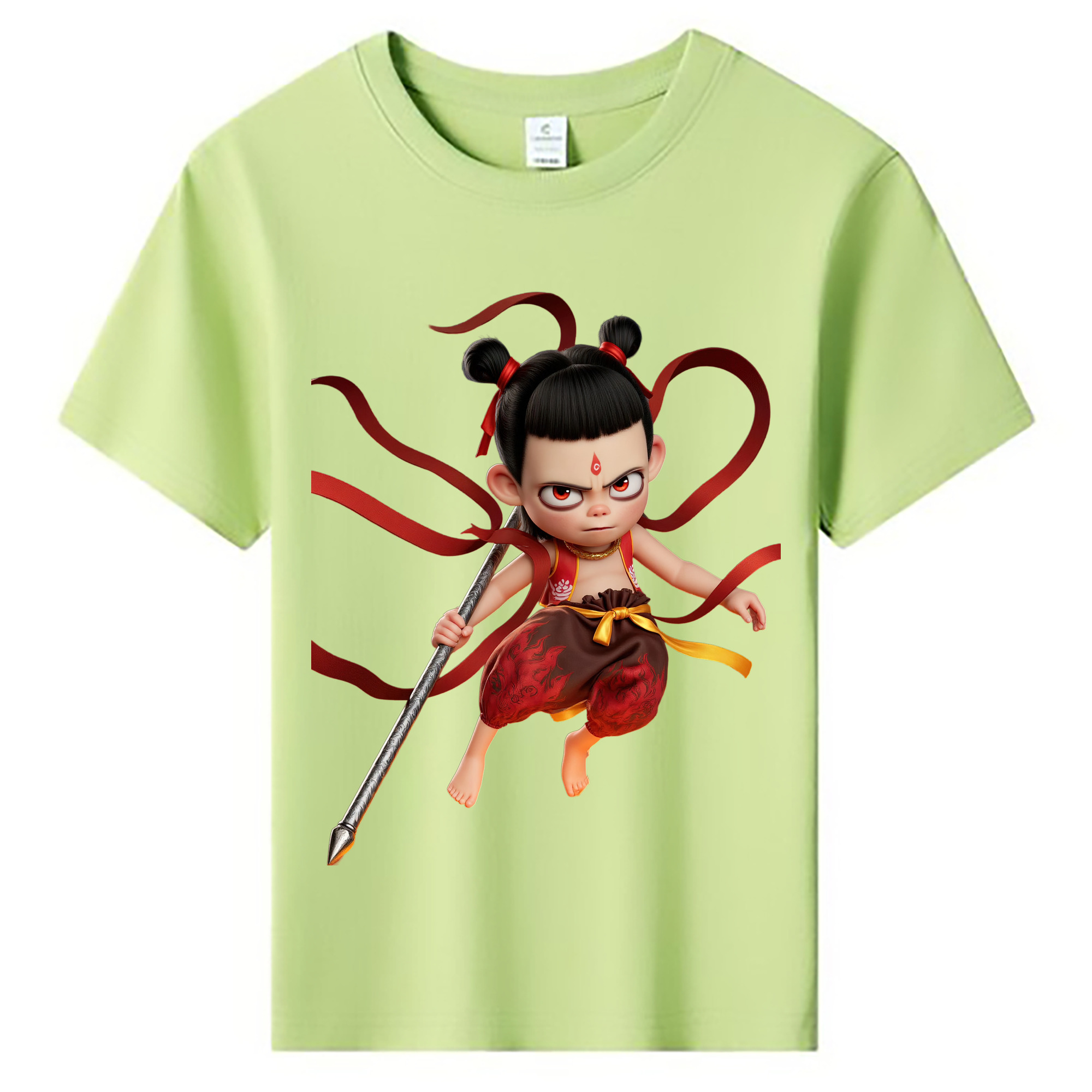 （画像用） Ne Zha 2 ナタ 魔童の大暴れ 綿100％キッズTシャツ（フロントプリント）